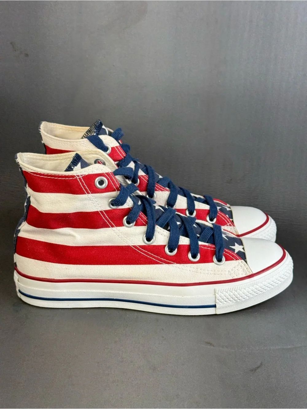 Vintage Converse Chuck Taylor All Star Hi 'Stars & Bars' women’s sneakers size 8